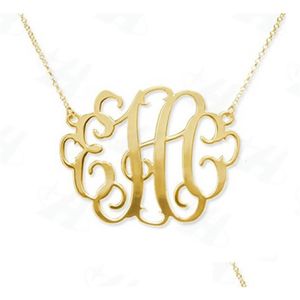 Colares Pingente Personalizado Monograma Colar Moda Bold Declaração Inicial Goldcolor para Womencolares Femininos V3534493 Drop Dhv1J