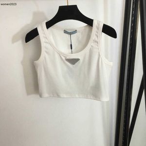 designer women knit vest woman Short navel vest clothing summer fashion logo sleeveless Triangle decoration singlet Feb 26