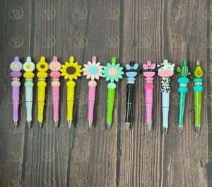 12 colori 05mm Designer personalizzato accessori per penna girasole con stampa cactus mucca modello plastica penna a sfera carina perline Creati2225019