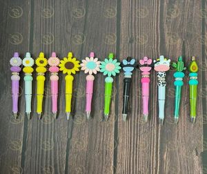 12 Colors 05mm Designer Custom Sunflower Pen Accessories With Cow Cactus Print Pattern Plastic Cute Ballpoint Pen Beadable Creati7655908