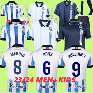 23 24 Real Sociedad Fußballtrikots TIERNEY OYARZABAL Trikot BARRENE 2023 2024 X PRIETO PORTU TAKE Fußballtrikot GOROSABEL CARLOS Auswärtstrikot für Herren und Kinder