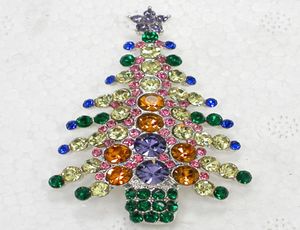 Whole Beautiful Crystal Rhinestone Christmas tree Pin Brooch Christmas gifts Brooches C6808930369