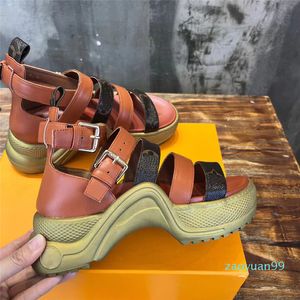 Archlight Sandal Designer Spring and Summer NW Sandal Fasher Kobieta Romańska zakończenie tekstury finansowej fala krowiego dna komfort wzrost gruby 5 cm sandał 35-4