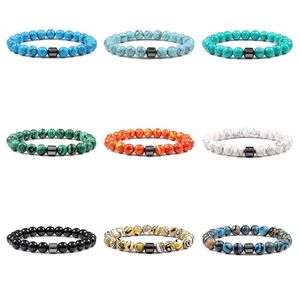 19 cores 8mm pulseira de pedra natural pulseira de terapia magnética lava pedra preta pulseira de pedra biliar preta pulseira de malaquita de pedra vulcânica para mulheres pulseira masculina