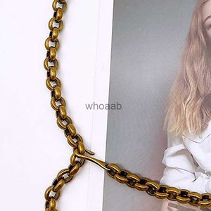 Belts 2024 Vintage Gold Womens Waist Chain Solid Metal Waistchains Versatile Antique Copper Letters Pendant Ladies Belts Designers 240226