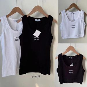 Bordado Logo Tank Top Verão Curto Slim Designer Mulheres Tanques Movimento de Moda de Luxo