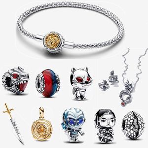 Neues hochwertiges Designer-Verlobungsgeschenk-Armband aus 925er-Sterlingsilber mit Halskette für Pandora-Ohrringe, Power-Game-Charm-Armband-Set, Schmuck-Geschenkbox