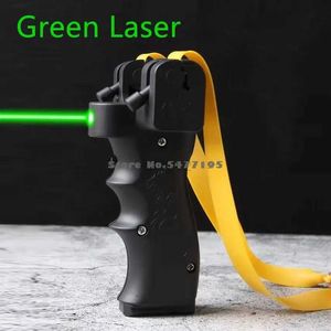 Estilingues de caça Estilingue poderoso estilingue verde vermelho laser visando resina catapulta mira laser tiro de alta precisão com elástico esportes ao ar livre YQ240226