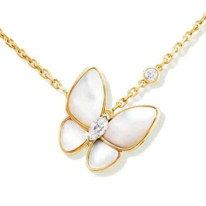 Designer necklace luxury jewelry butterfly necklaces for women Red Bule White Shell rose gold platinum pendant Wedding gift stainless steel wholesale for resaleQ7