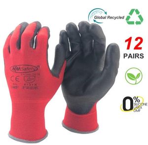 24 peças 12 pares luvas de proteção de trabalho profissional homens construção mulheres jardim vermelho nylon luva de corrida 2112295682773