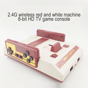 SPELARE 2.4G 8BIT HIGHDEFINITION TV -GAME CONSOLE NES Trådlös röd och vit maskin byggd 188 Classic Games Support Card