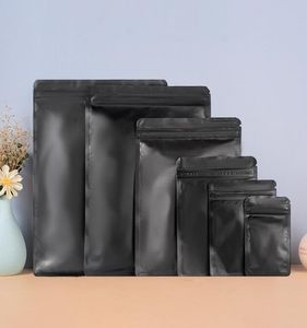 Matt svart aluminiumfolie små påsar matpåse återförslutningsbart zip lås mylar väskor bulk mat luktsäker förvaring dragkedja väska