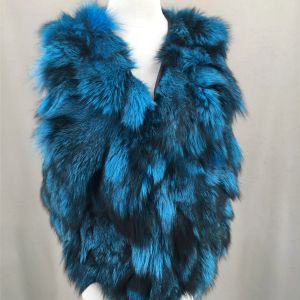 Fur Natural Fox Fur Kamizel Krótki królewski niebieski kolor 2023 Nowy trend Kobiet kamizelka 2210013