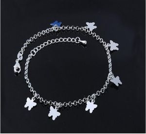 Sterling Silver 925 Kvinnor Anklets Womens smycken Maskiner Butterfly Ankel Armband Charms för armband7265505