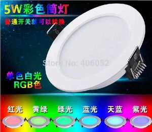 Downlights 4PCS 5 W/10W RGBW LED Panelu sufitowe Lekkie Wbudowane RGB RGB Downlight Zmieniona z 24 klawiszem zdalnego sterowania 110V 220V YQ240226