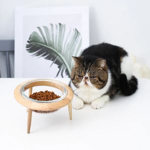 Suprimentos tigela de vidro bebedor alimentador de alimentos para gato filtro acessórios bonito cão de estimação chats alimentação rega suprimentos de cozinha # p001