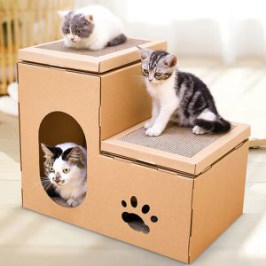 Scratchers Cardboard Doublelayer Villa Nest Paper Box Carton House Cat Scratching Board Cat House Type Grinding Claw Corrugated Cat Nest