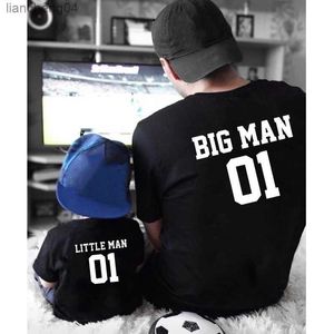 Passende Familien-Outfits T-Shirts BIG MAN 01 LITTER MAN 01 T-Shirt Familien-passende Kleidung Vater und Sohn Baumwolle Familienlook Baby Junge Kinder kurze Kleidung