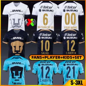 Club Universidad Nacional UNAM Camisa de futebol Camiseta De Liga MX Juan Dinenno 23 24 Casa Fora Terceiro Azul Nathan Silva Cesar Huerta Kids Kits Salvio Del Prete