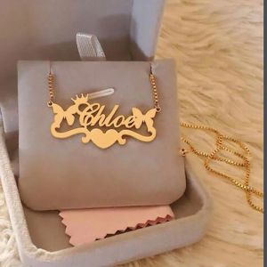 Halsketten, personalisierte Schmetterlingskrone, Herz, individuelle Namensketten für Frauen, Namensschild-Schmuck, Edelstahl-Buchstaben-Halskette, BFF-Geschenk