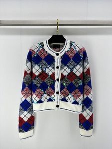 2024 Nowe sprężynowe topy Milan Runway Sweters O NECK DŁUGO SŁAKANIE Jacquard Cardigan Designer Clothing 0226-8