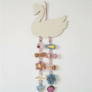 Necklaces Baby Hairpin Storage Pendant Wooden Swan Hair Clips Bow Holder Girls Nursery Room Wall Decorations Hairband Jewelry Organizer