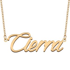 Cierra nome colar pingente para mulheres meninas presente de aniversário placa de identificação personalizada crianças melhores amigos jóias 18k banhado a ouro aço inoxidável