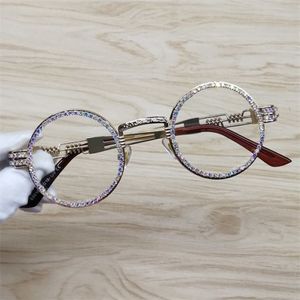 Óculos de sol redondos Steampunk Metal Frame Clear Lens Retro Circle Frame Sunglasses T200106318E