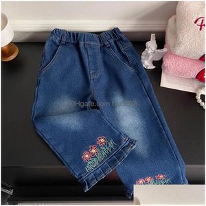 Hosen Capris Elastische Taille Knöchel Länge Warme 2024 Winter Koreanische Mädchen P Denim Hosen Für Baby Verdickte Outwear Drop Lieferung kinder Dhelp