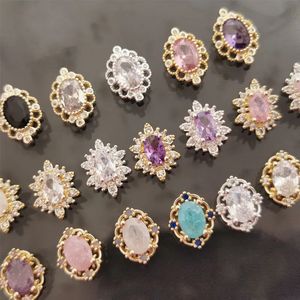 10pcslot Ice Flower Oval Opal Zircon Crystals Metal Alloy Stones Jewelry Nail Art Decorations Nails Accessories Charms Supplies 240219