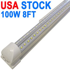 Lampada da negozio a LED, 8 piedi 100 W 6500 K bianco freddo, luci a tubo LED integrate T8 da 8 piedi, illuminazione per garage magazzino, forma a V, rendimento elevato, collegabile USA crestech