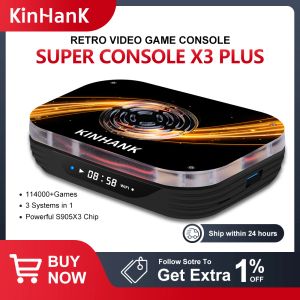 Console Console per videogiochi KINHANK Emulatore console per giochi retrò X3 Plus Console per videogiochi retrò 4k 2023 TV Box Nintendo Console Nes