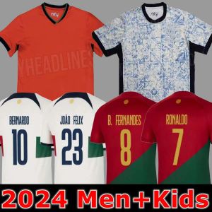 JOÃO FELIX Portugal camisas de futebol copa do mundo 2024 RUBEN NEVES camisa de futebol português BERNARDO BRUNO FERNANDES camisa de futebol masculino feminino kits equipamentos infantis