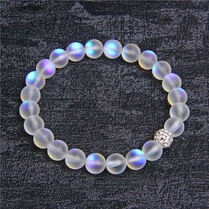 Frisado 8mm pedra da lua pulseira frisada para mulheres homens chakra yoga pedra brilhante frisado charme pulseira artesanal jóias yq240226