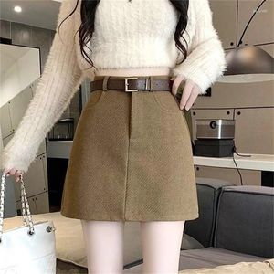 Skirts Streetwea Korean Style Spring Mini Casual High Waist Black Elegant For Women Office Work Wear Clothes With Belt