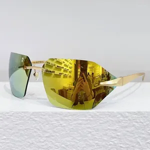 Okulary przeciwsłoneczne SPR 555 Pure Titanium Rimless Mężczyźni Uv400 Luksusowe złote matowe czarne kobiety bezszrażone wykonane we Włoszech wysokiej jakości okulary słoneczne