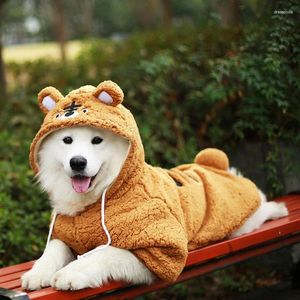 Hundklädbeläggning Vinter varm fleecejacka för medelstora stora hundar pyjamas outfit hoodie roliga kostymförsörjningar