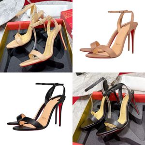 Tacchi alti da donna di alta qualità Semplici lussuosi Tacchi alti con suola rossa Realizzati in pelle Scarpe col tacco alto alla moda Sandali in vera pelle Tinta unita Altezza tacco 10 cm