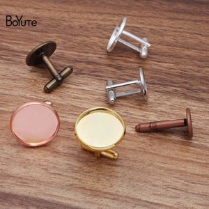 Boyute 20 stycken Lot 12mm 14mm 16mm 20mm Cabochon Base Metal French Cufflink Blanks Tray Bezel Diy Men's Clothing Accessori292u