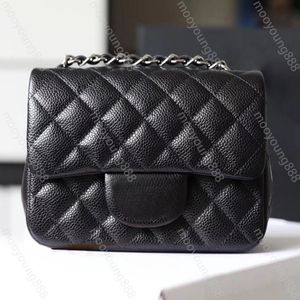 10A Top Tier Quality Mini Square Flap Bag Designers Womens Real Couro Caviar Lambskin Clássico Bolsa Preta Acolchoada Hangbags Cross291H