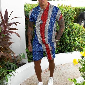 Running Sets Mens Short 2 Piece Outfits Tracksuits 4Th Of July American Flag Men's Suit Jacket Suite Coats Tux For Prom