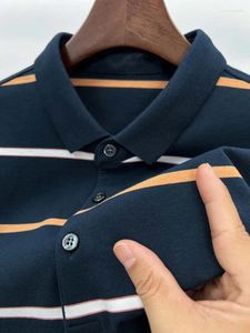 Erkek Polos Light Luxury Sonbahar İş Gündelik Üstü Yakası Polo Gömlek Pamuk Marka Şerit Tasarımcı Moda Uzun Kollu Üst M-4XL