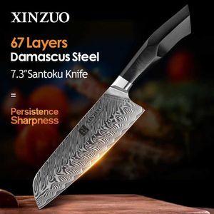 Kitchen Knives XINZUO 7.3 Inch Santoku Knife VG10 Damascus Steel Ergonomics Handle New Kitchen Knives Persistence Sharpness Cleaver Meat Knife Q240226