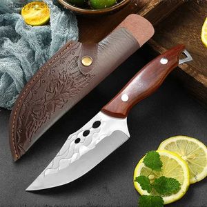 Kitchen Knives Professional Kitchen Knives Forged Boning Fishing Knife Stainless Steel Butcher Meat Cleaver Knife Handmade Slicing with Sheath Q240226