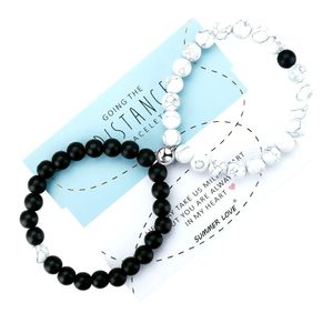 Moda z koralikami 2pcs/Set Natural Stone Beads Strands Serce Magnet Para Bransoletki Bracelets Joga dla kobiet miłośnicy Magne Dhgarden Dhr1c