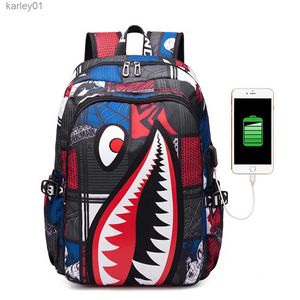 Zaini Zaino Shark Ragazzi per bambini Camo Bookbag per borse da scuola media Zaino da viaggio YQ240226