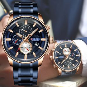 CURREN Top Brand Orologi da uomo Orologio da polso al quarzo impermeabile Acciaio inossidabile Moda Sport Orologio da uomo Data Orologio maschile reloj 240220