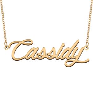 Cassidy Nameplate Gold Custom Name Necklace Personalized Pendant for Men Boys Birthday Gift Best Friends Jewelry 18k Gold Plated Stainless Steel