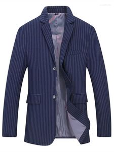 Erkekler 2024 Four Seasons Business Casual Gevşek Çizgili Tek Satırlı İki Düğme Takım Blazers Artı Boyut XL-8XL Üst Kıyafetler