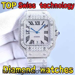 Top Top Carteers Diamond Watches Mens Watches Swiss Process Automatic Mechanical Movement 40mm Travel Time Stability Swarovski Waterproof 100m zc